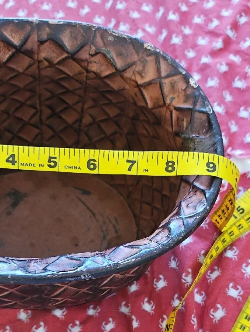 Decorative Copper-Tone Textured Planter - Home Accents